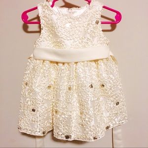 Gold holiday dress - ribbon and sequins! 12 mo.